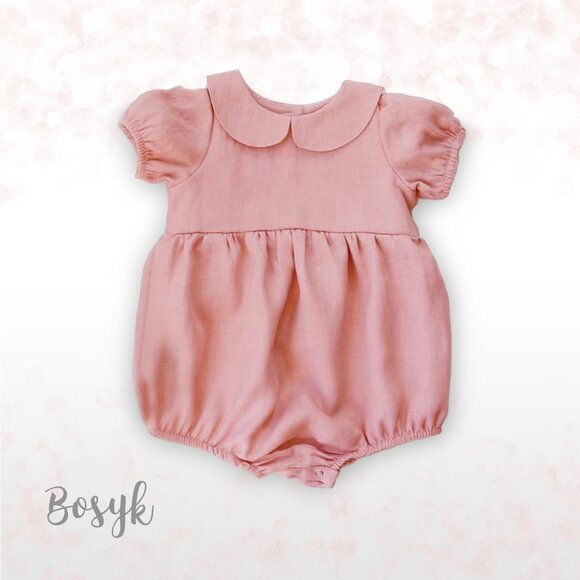 Short Sleeve Pink Peter Pan Romper Baby Girl - Spring Romper Baby Girl - Picture 1 of 1